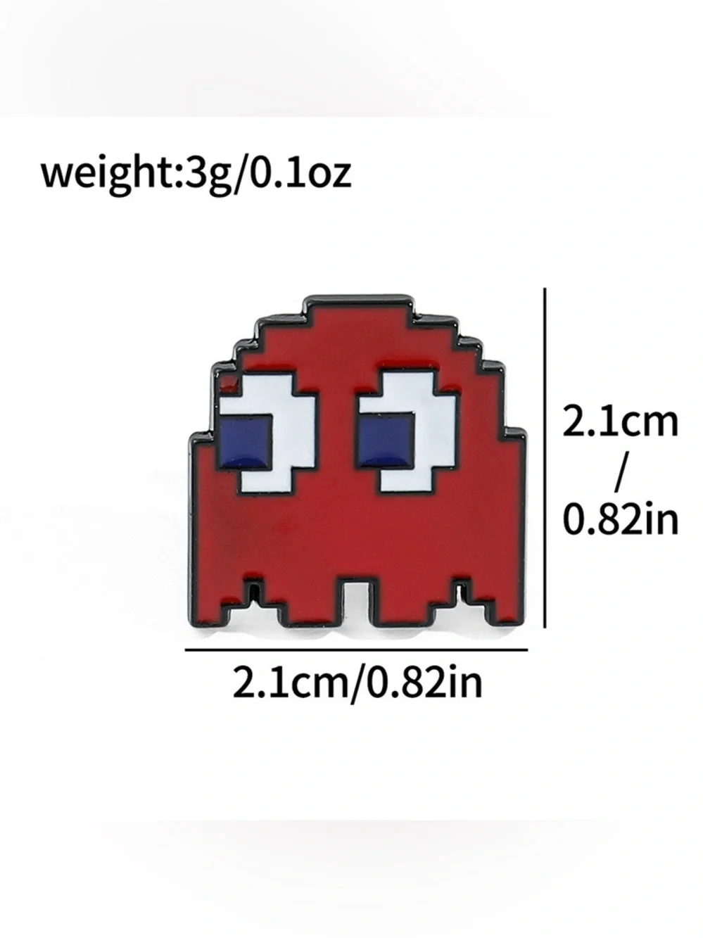 Retro Red Pixel Ghost Enamel Pin – Arcade Game Inspired Hard Enamel Lapel Pin.